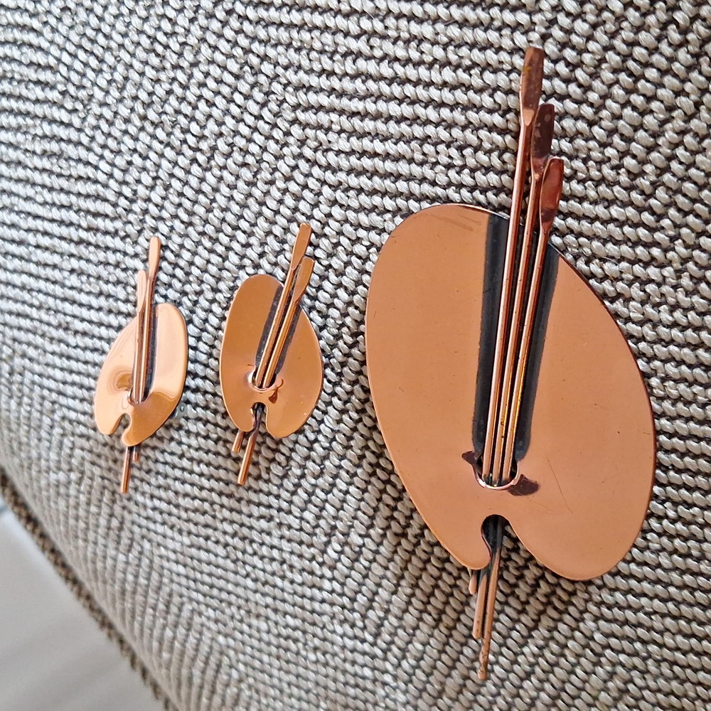 50's RENOIR copper artist pallette and earrings